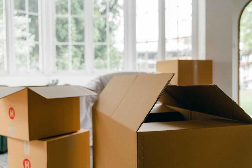 Quality mover's team packing goods during a relocation in dubai